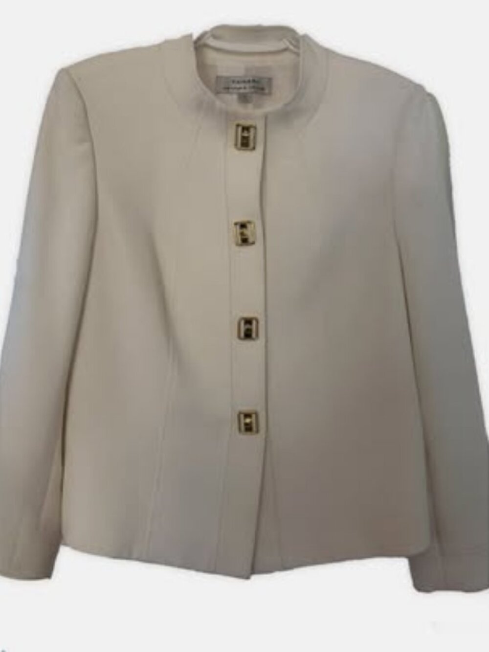 Tahari Ivory Gold Button Jacket Size 10